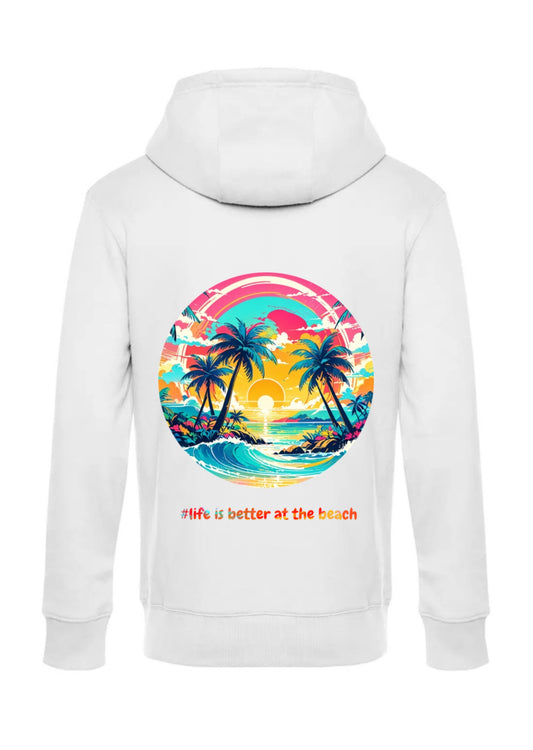 Hoodie white „life is better at the beach"