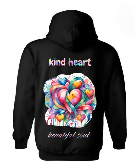 Hoodie black  "kind heart-beautiful soul"