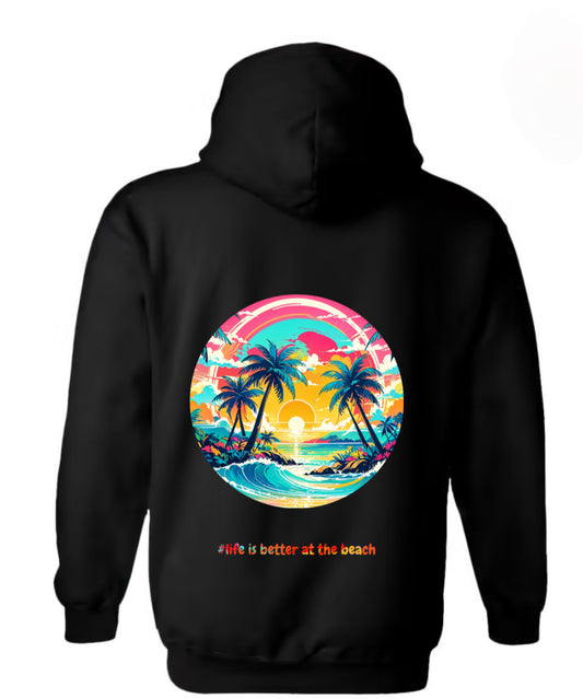Hoodie black „life is better at the beach"